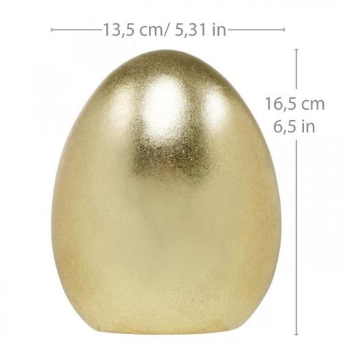 Floristik24 Keramické vajíčko zlaté, ušlechtilá velikonoční dekorace, dekorativní předmět vajíčko metalíza V16,5cm Ø13,5cm