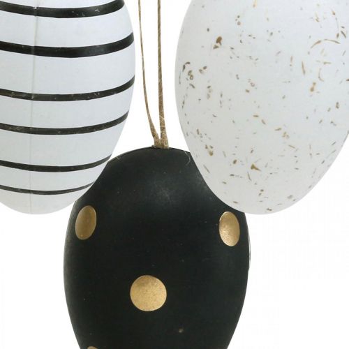 Floristik24 Velikonoční vajíčka na zavěšení Black White Gold Assorted H6cm 12ks