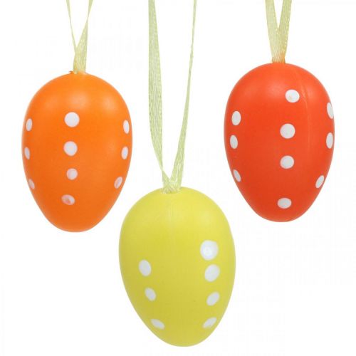 položky Mini velikonoční vajíčko na zavěšení tečkované žluté, červené, oranžové V4cm 24 ks