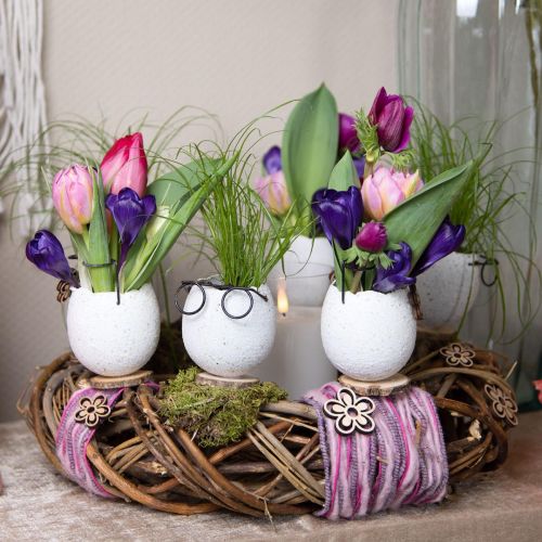 položky Vajíčko se skleničkami dekorativní váza bílá Velikonoční dekorace Ø7,5cm V9cm 6 kusů