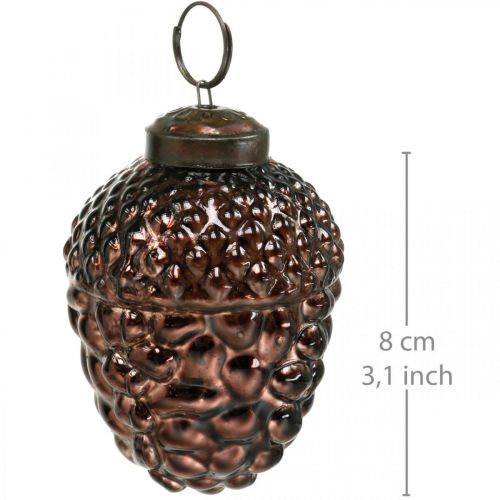 Floristik24 Žaludové skleněné hnědé ozdobné šišky na zavěšení adventní dekorace 5,5×8cm 12ks