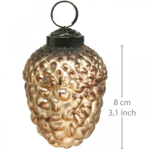 Floristik24 Žalud skleněné zlaté vintage deco kužely Vánoční ozdoby na stromeček 5,5 × 8 cm 12ks