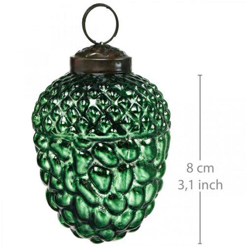 Floristik24 Žalud skleněné zelené podzimní dekorace šišky Vánoční ozdoby na stromeček 5,5 × 8cm 12ks