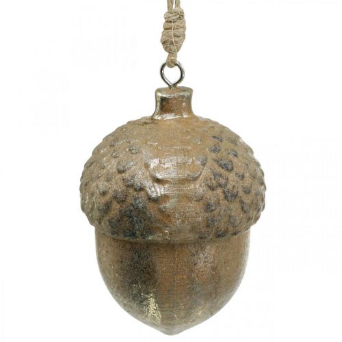 Floristik24 Ozdobný přívěsek žalud, podzimní plody, vánoční ozdoby se zlatým zdobením V8cm Ø6cm 4ks