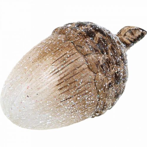 Floristik24 Ozdobné žaludy zasněžené, keramické dekorace, adventní, zimní podzimní dekorace L9,5 4ks