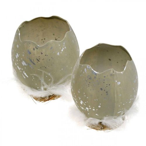 položky Vajíčko na zdobení, Velikonoce, deko vejce půlka, jarní dekorace Ø8cm V10cm šedá, stříbrná 4ks