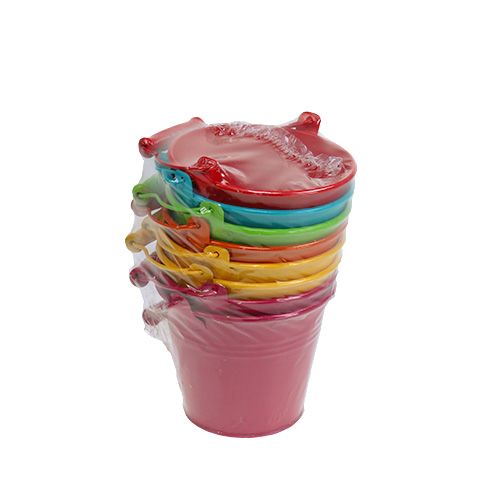 Floristik24 Vědro Ø12cm H10cm 8ks různých barev