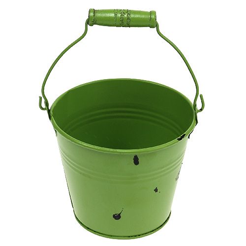 Floristik24 Vědro zelené Ø12cm H10cm starožitný vzhled