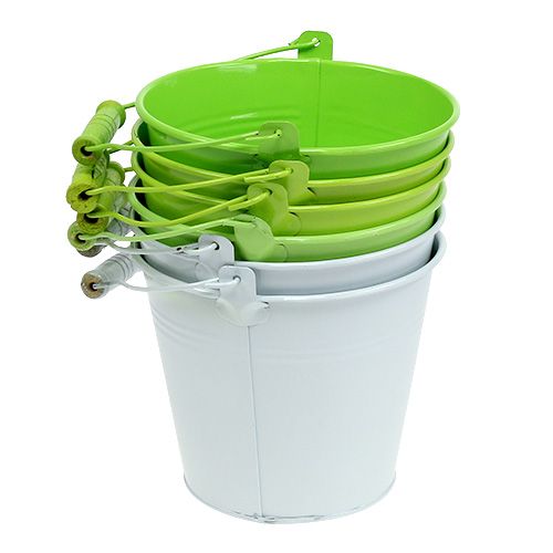 Floristik24 Kbelík zelený mix Ø14cm H12cm 6ks