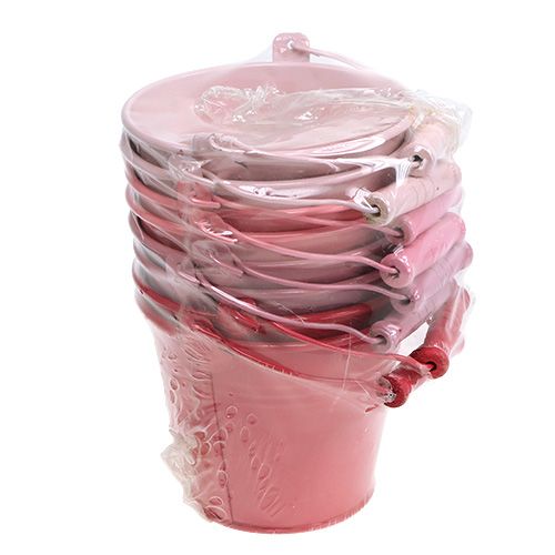 Floristik24 Kbelík růžový mix Ø12cm H10cm 8ks