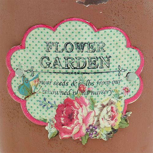 Floristik24 Vědro s motivem Brown aged finish Ø11cm H12cm