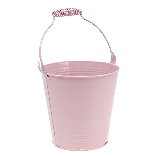 Vědro s rýhovaným vzorem pastelově růžové Ø14,5cm H14,5cm