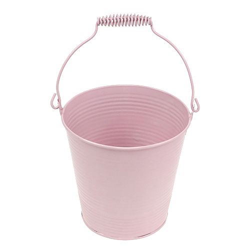 Floristik24 Vědro s rýhovaným vzorem pastelově růžové Ø14,5cm H14,5cm