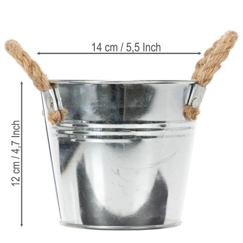 Kbelík s lanovými rukojeťmi Ø14cm V12cm | Floristik24.cz