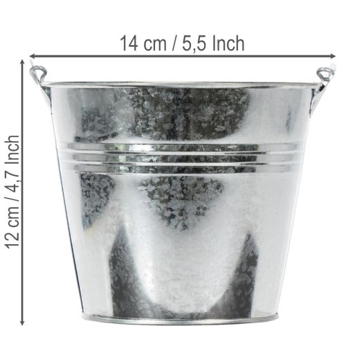 Kbelík Ø14cm V12cm 6dílný. Zinek, lesklý | Floristik24.cz