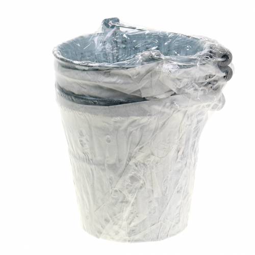 Floristik24 Zinkové vědro s pleteným vzorem šedé Ø13cm V11,5cm 4ks