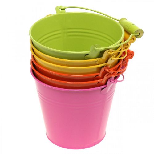 položky Vědro květináč kovové ozdobné vědro pestré barvy Ø14cm V12cm 6 ks