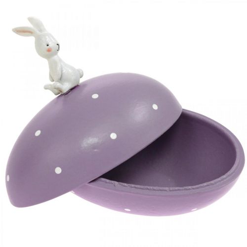 Floristik24 Zajíček na vajíčku, ozdobné vajíčko k vyplnění, Velikonoce, ozdobná krabička žlutá, fialová V17/16cm L15cm sada 2 ks