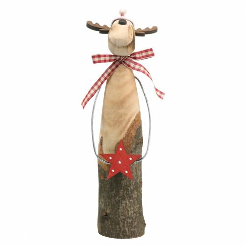 Floristik24 Přírodní větvový sob s hvězdou Natural, červená H26cm