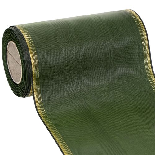 Floristik24 Elegantní moaré věnečková stuha, 175 mm, tmavě zelená s perleťovým okrajem a taftovou vazbou pro slavnostní příležitosti