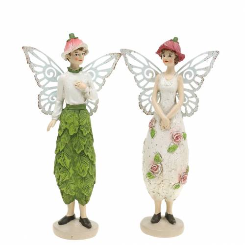 Floristik24 Deco figurka elfí pár elfů bílá, růžová, zelená V20cm 2ks