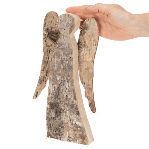 Figurka anděla ze dřeva s březovou kůrou, 30 cm | Floristik24.cz