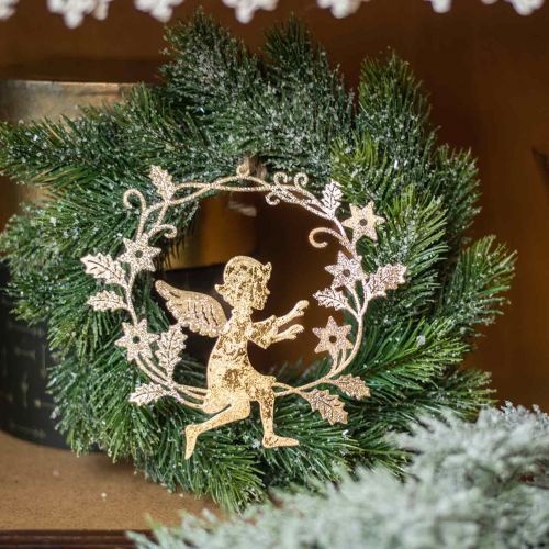 položky Andělský věnec, vánoční dekorace, anděl k zavěšení, kovový přívěsek Zlatý V14cm Š15,5