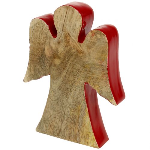 Floristik24 Dekorace anděla postava dřevo červená, příroda 15cm