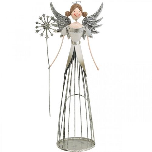 Figurka anděla kovová, lucerna vánoční V31,5cm