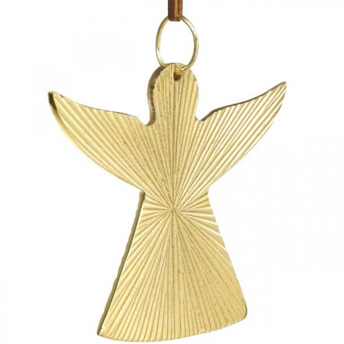 položky Dekorativní anděl, kovový štítek, vánoční dekorace zlatá 9 × 10 cm 3ks