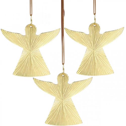 Floristik24 Dekorativní anděl, kovový štítek, vánoční dekorace zlatá 9 × 10 cm 3ks