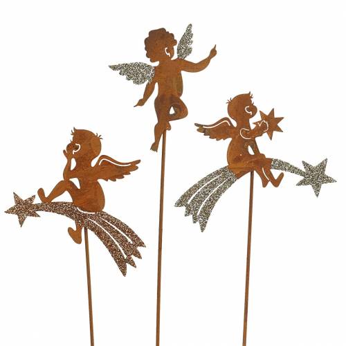 Floristik24 Ozdobná zátka anděl nerez třpyt kovová V24–25cm 12ks