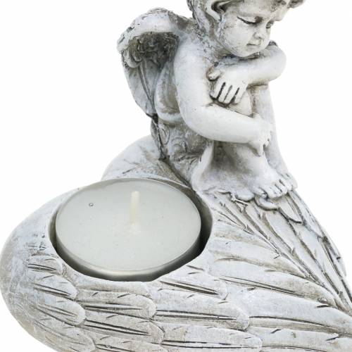 Floristik24 Dekorace na hrob svícen na čajovou svíčku anděl 10cm 2ks