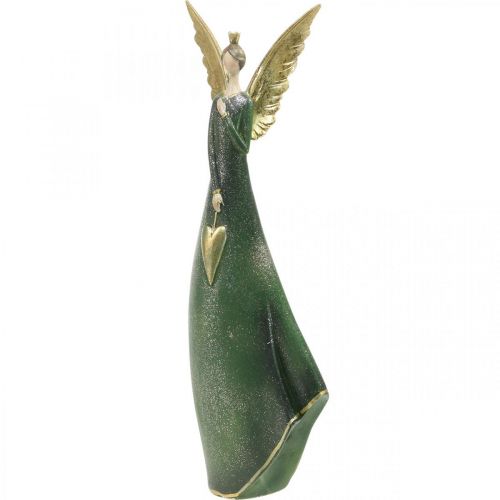 Floristik24 Deco figurka anděla zelený Vánoční anděl se zlatým srdcem V41cm