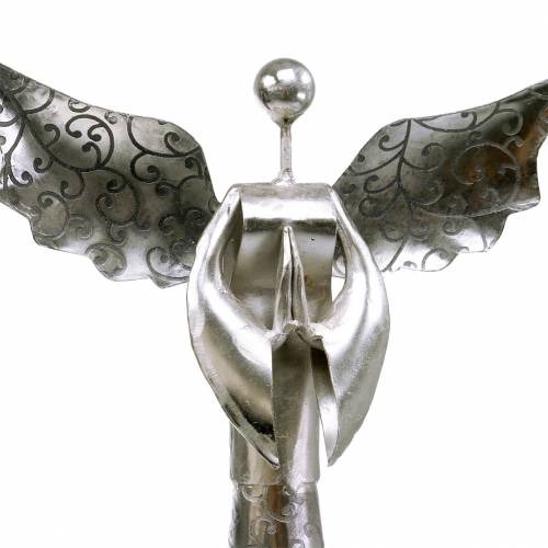 položky Dekorativní andělský kov na dřevěném podstavci V58cm