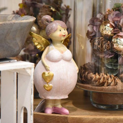 Floristik24 Růžový anděl se srdíčkovou ozdobou figurka Vánoce 9 × 8 × 19,5 cm 2ks