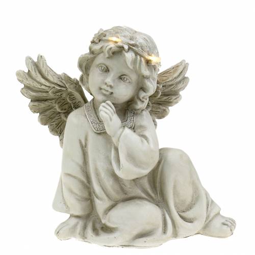 Floristik24 Dekorativní sedací anděl s LED světlem 14cm x 8,5cm