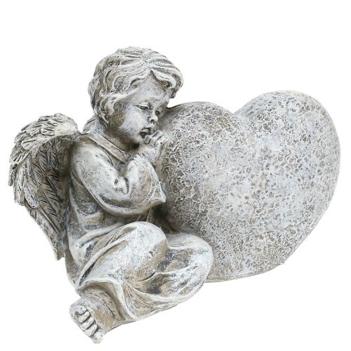 Floristik24 Anděl se srdcem šedý 11,5cm × 9cm × 6,5cm 2ks