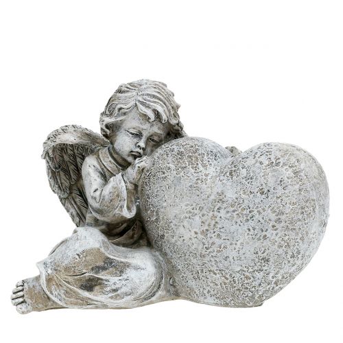 Floristik24 Anděl se srdcem šedý 11,5cm × 9cm × 6,5cm 2ks