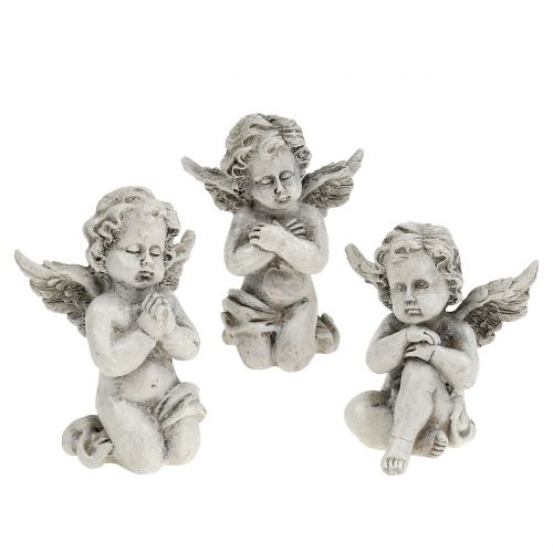 Floristik24 Figurky andělů šedé 9cm 3 ks