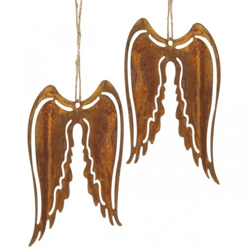 Andělská křídla kovový deko věšák patina dekorace 19,5cm 3ks