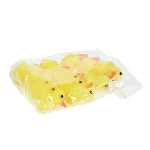 Floristik24 Kachna mini 4cm vločkovaná žlutá 12ks