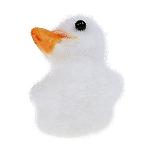 Floristik24 Kachna mini flockovaná 4cm bílá 12ks