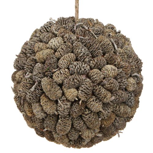 Dekorativní koule z olšového kužele k zavěšení, bílá, 20 cm
