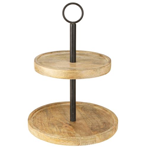 položky Etagere 2-patrový dřevokovový kulatý přírodní černý H36cm