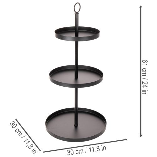 Třípatrový kovový kulatý servírovací stojan pro vícepatrovou dekoraci stolu, 61 cm | Floristik24.cz