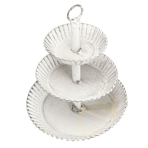 položky Kovový 3patrový podnos bílý, výška 23 cm