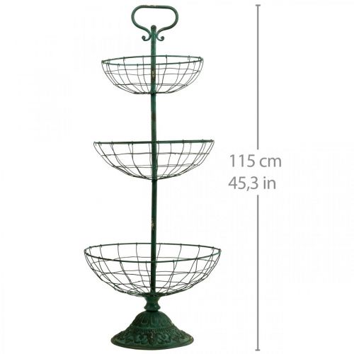 Floristik24 Stojan na dort kovový XXL, Stojan na dort Vintage zelený H115cm Ø35/30/25,5cm