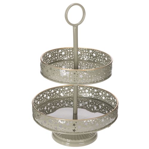 Dekorativní patrový servírovací podnos s uchem, motiv hvězdy, dvoupatrový, 49 cm