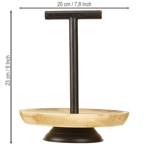 položky Etagere jednopatrový kovový dřevěný talíř přírodní černá 24cm